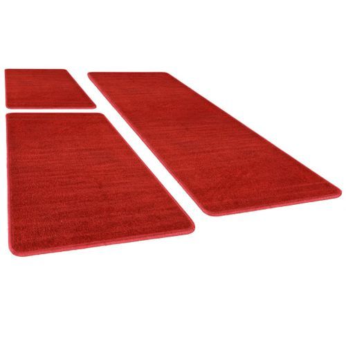 Tapis de lit Shaggy Poils longs 3 pcs Rouge 3 - Photo n°3; ?>