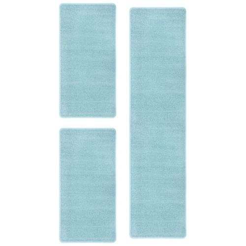 Tapis de lit Shaggy Poils longs 3 pcs Turquoise 2 - Photo n°2; ?>