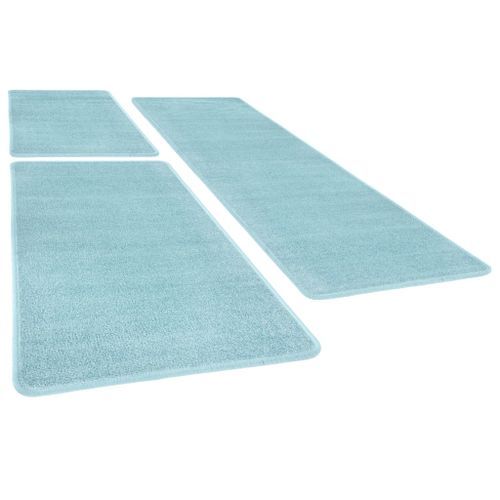 Tapis de lit Shaggy Poils longs 3 pcs Turquoise 2 - Photo n°3; ?>