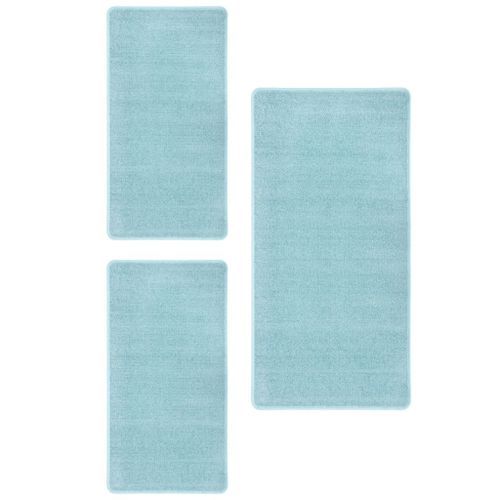 Tapis de lit Shaggy Poils longs 3 pcs Turquoise - Photo n°2; ?>