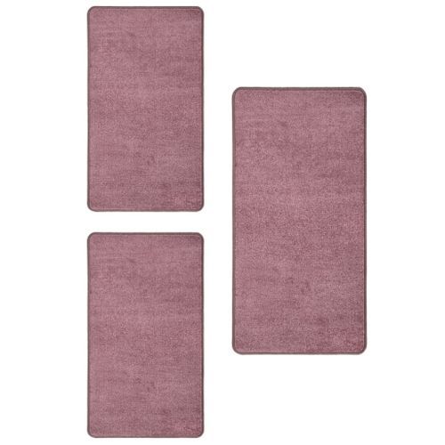 Tapis de lit Shaggy Poils longs 3 pcs Violet - Photo n°2; ?>
