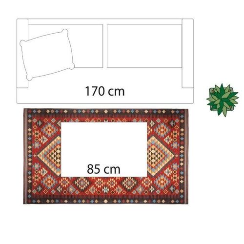 Tapis de salon Kilim - 100 x 150 cm - Rouge - Photo n°3; ?>