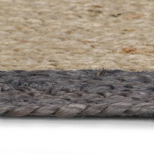 Tapis fait à la main Jute avec bord gris foncé 180 cm - Photo n°3; ?>