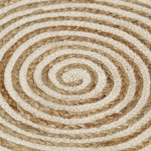 Tapis fait à la main Jute avec design de spirale Blanc 120 cm - Photo n°2; ?>