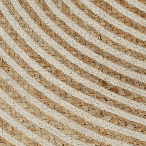 Tapis fait à la main Jute avec design de spirale Blanc 120 cm - Photo n°3; ?>