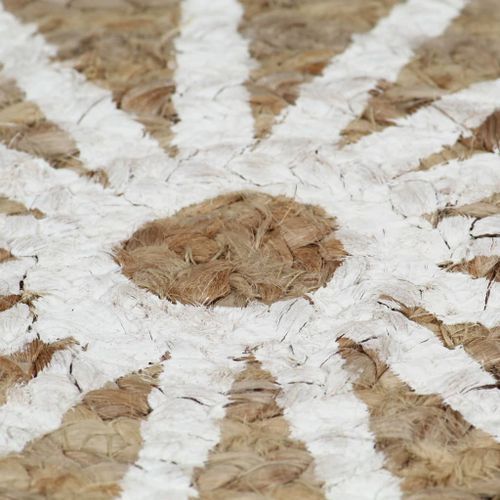 Tapis fait à la main Jute avec imprimé blanc 120 cm - Photo n°3; ?>