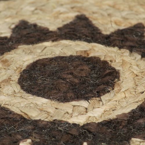 Tapis fait à la main Jute avec imprimé marron foncé 120 cm - Photo n°3; ?>