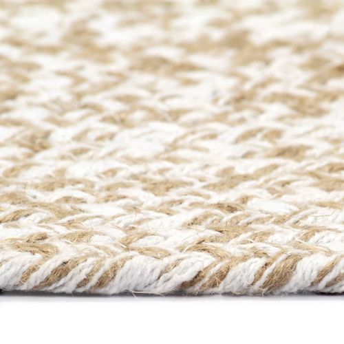 Tapis fait à la main Jute Blanc et marron 180 cm - Photo n°3; ?>