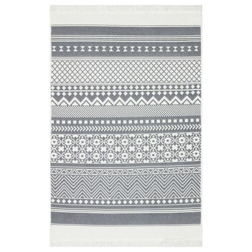 Tapis Gris et blanc 160x230 cm Coton - Photo n°2; ?>