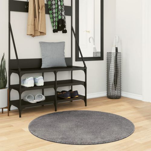 Tapis HUARTE à poils courts doux et lavable anthracite Ø 100 cm - Photo n°2; ?>