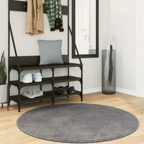 Tapis HUARTE à poils courts doux et lavable anthracite Ø 120 cm - Photo n°2; ?>