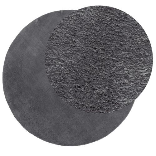 Tapis HUARTE à poils courts doux et lavable anthracite Ø 120 cm - Photo n°3; ?>