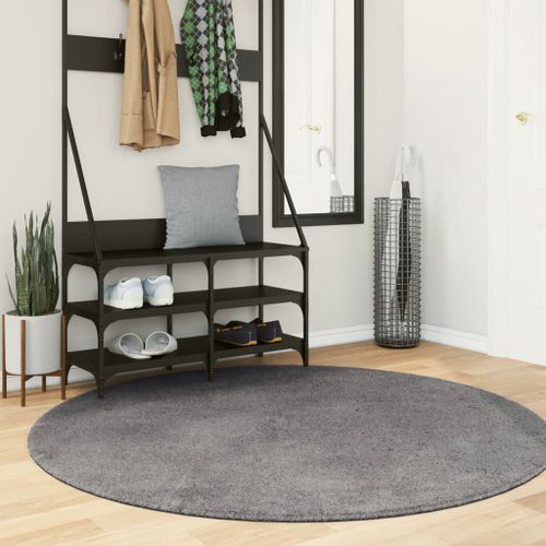 Tapis HUARTE à poils courts doux et lavable anthracite Ø 160 cm - Photo n°2; ?>