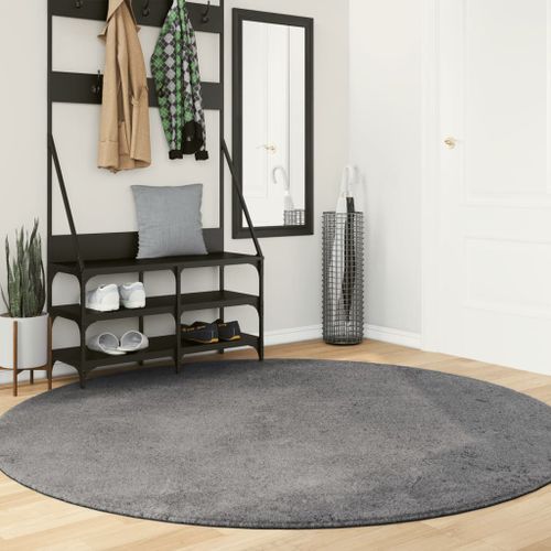 Tapis HUARTE à poils courts doux et lavable anthracite Ø 200 cm - Photo n°2; ?>