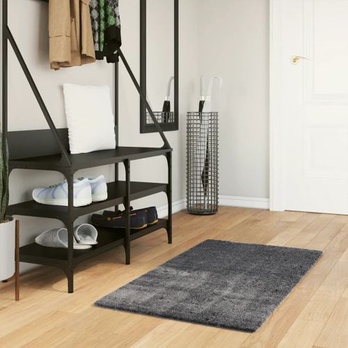 Tapis HUARTE à poils courts doux et lavable anthracite 60x110cm - Photo n°2; ?>