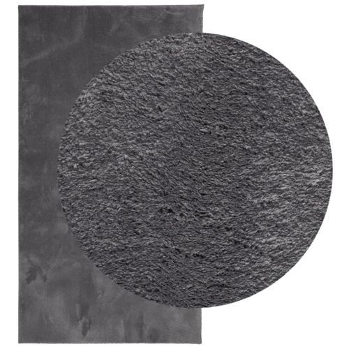 Tapis HUARTE à poils courts doux et lavable anthracite 60x110cm - Photo n°3; ?>