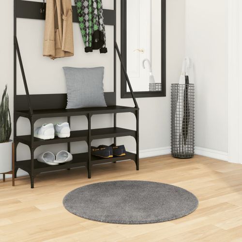 Tapis HUARTE à poils courts doux et lavable anthracite Ø 80 cm - Photo n°2; ?>