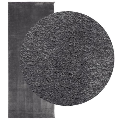 Tapis HUARTE à poils courts doux et lavable anthracite 80x200cm - Photo n°3; ?>