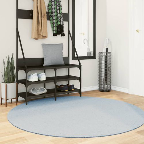 Tapis HUARTE à poils courts doux et lavable bleu Ø 160 cm - Photo n°2; ?>