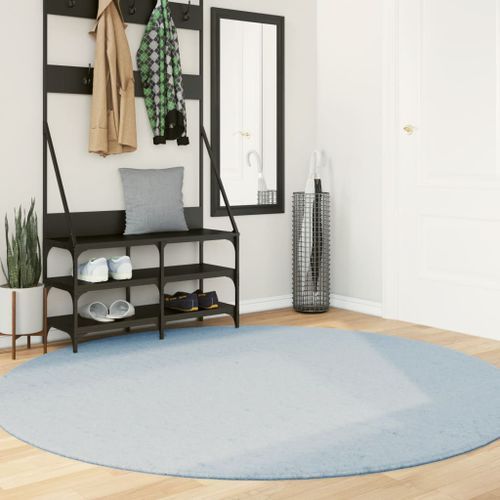 Tapis HUARTE à poils courts doux et lavable bleu Ø 200 cm - Photo n°2; ?>