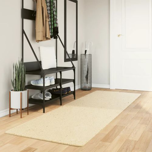 Tapis HUARTE à poils courts doux et lavable crème 80x250 cm - Photo n°2; ?>