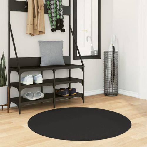 Tapis HUARTE à poils courts doux et lavable noir Ø 100 cm - Photo n°2; ?>