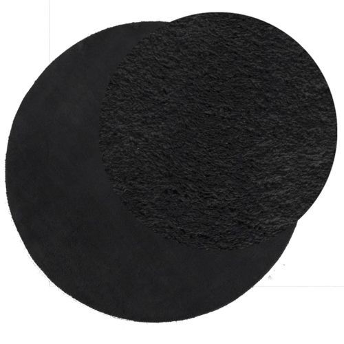 Tapis HUARTE à poils courts doux et lavable noir Ø 100 cm - Photo n°3; ?>