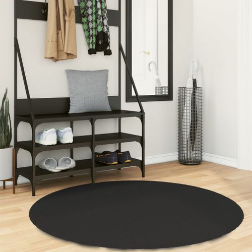 Tapis HUARTE à poils courts doux et lavable noir Ø 120 cm - Photo n°2; ?>