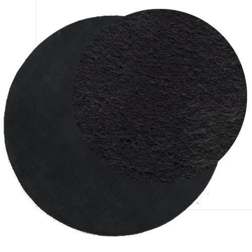 Tapis HUARTE à poils courts doux et lavable noir Ø 120 cm - Photo n°3; ?>