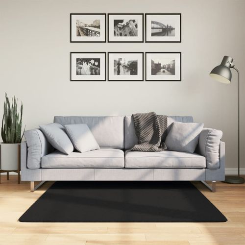 Tapis HUARTE à poils courts doux et lavable noir 120x120 cm - Photo n°2; ?>