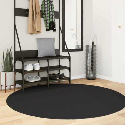 Tapis HUARTE à poils courts doux et lavable noir Ø 160 cm - Photo n°2; ?>