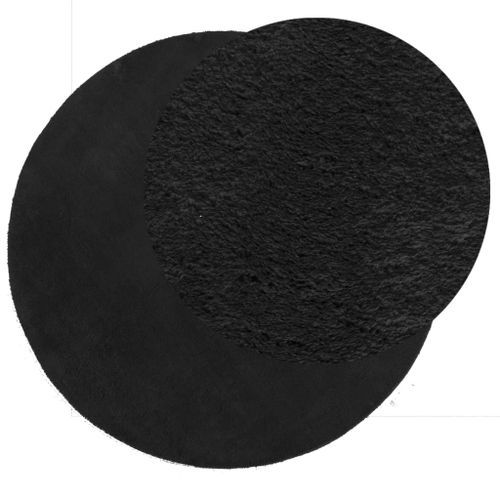 Tapis HUARTE à poils courts doux et lavable noir Ø 160 cm - Photo n°3; ?>