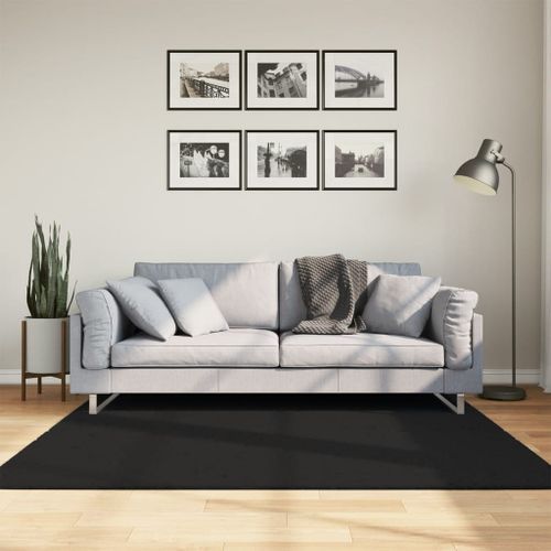 Tapis HUARTE à poils courts doux et lavable noir 160x160 cm - Photo n°2; ?>