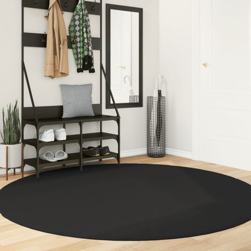 Tapis HUARTE à poils courts doux et lavable noir Ø 200 cm - Photo n°2; ?>