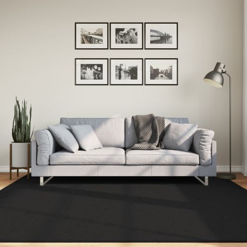 Tapis HUARTE à poils courts doux et lavable noir 200x200 cm - Photo n°2; ?>