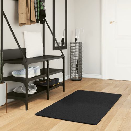 Tapis HUARTE à poils courts doux et lavable noir 60x110 cm - Photo n°2; ?>