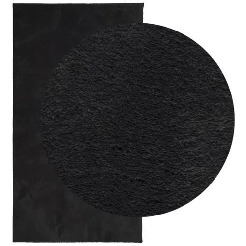 Tapis HUARTE à poils courts doux et lavable noir 60x110 cm - Photo n°3; ?>