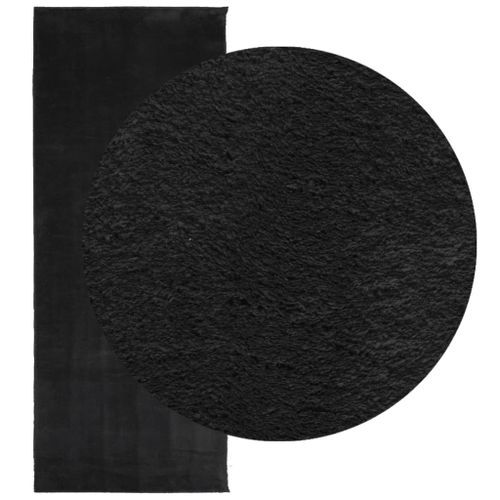 Tapis HUARTE à poils courts doux et lavable noir 80x200 cm - Photo n°3; ?>