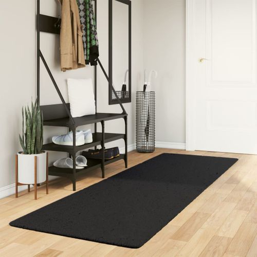 Tapis HUARTE à poils courts doux et lavable noir 80x250 cm - Photo n°2; ?>