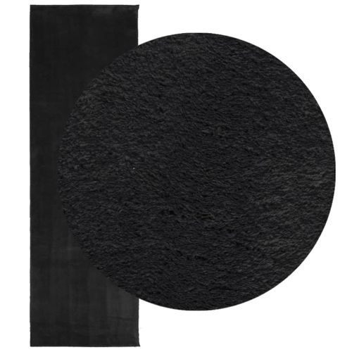 Tapis HUARTE à poils courts doux et lavable noir 80x250 cm - Photo n°3; ?>