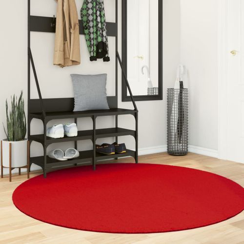 Tapis HUARTE à poils courts doux et lavable rouge Ø 160 cm - Photo n°2; ?>