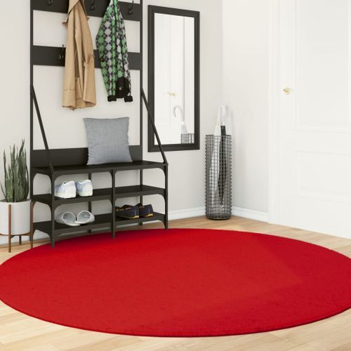 Tapis HUARTE à poils courts doux et lavable rouge Ø 200 cm - Photo n°2; ?>