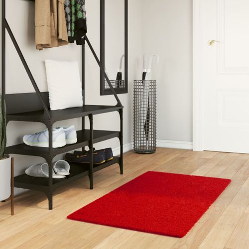 Tapis HUARTE à poils courts doux et lavable rouge 60x110 cm - Photo n°2; ?>