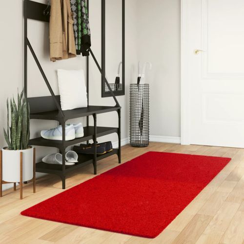 Tapis HUARTE à poils courts doux et lavable rouge 80x200 cm - Photo n°2; ?>