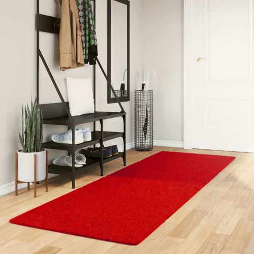 Tapis HUARTE à poils courts doux et lavable rouge 80x250 cm - Photo n°2; ?>