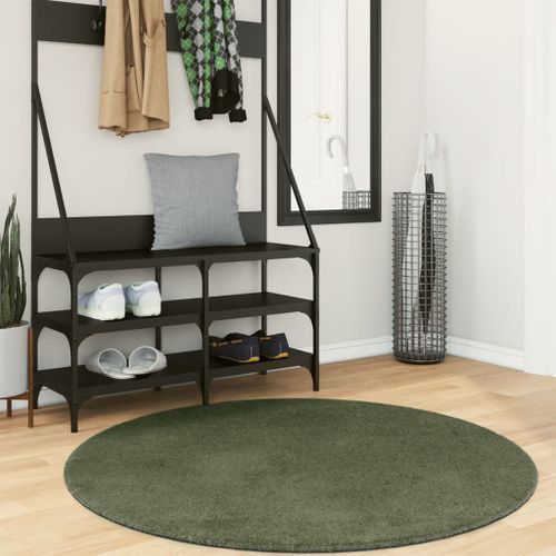 Tapis HUARTE à poils courts doux et lavable vert forêt Ø 120 cm - Photo n°2; ?>