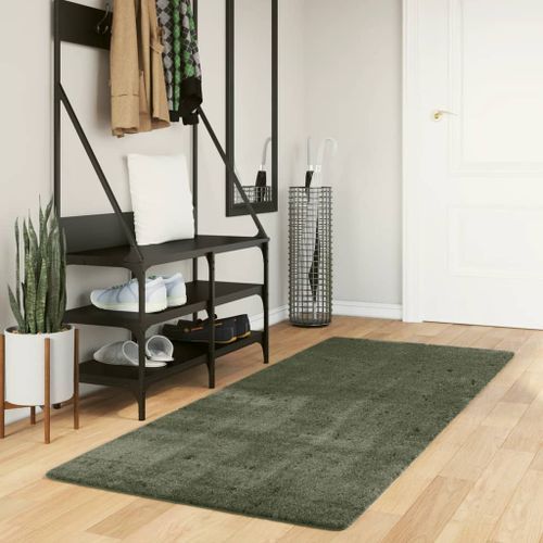 Tapis HUARTE à poils courts doux et lavable vert forêt 80x200cm - Photo n°2; ?>