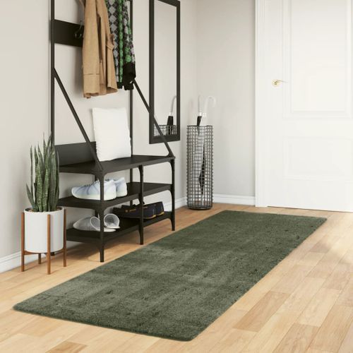 Tapis HUARTE à poils courts doux et lavable vert forêt 80x250cm - Photo n°2; ?>