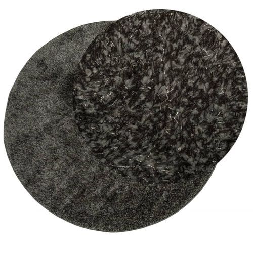 Tapis ISTAN à poils longs aspect brillant anthracite Ø 100 cm - Photo n°3; ?>