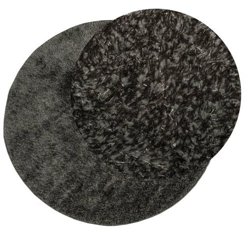 Tapis ISTAN à poils longs aspect brillant anthracite Ø 120 cm - Photo n°3; ?>